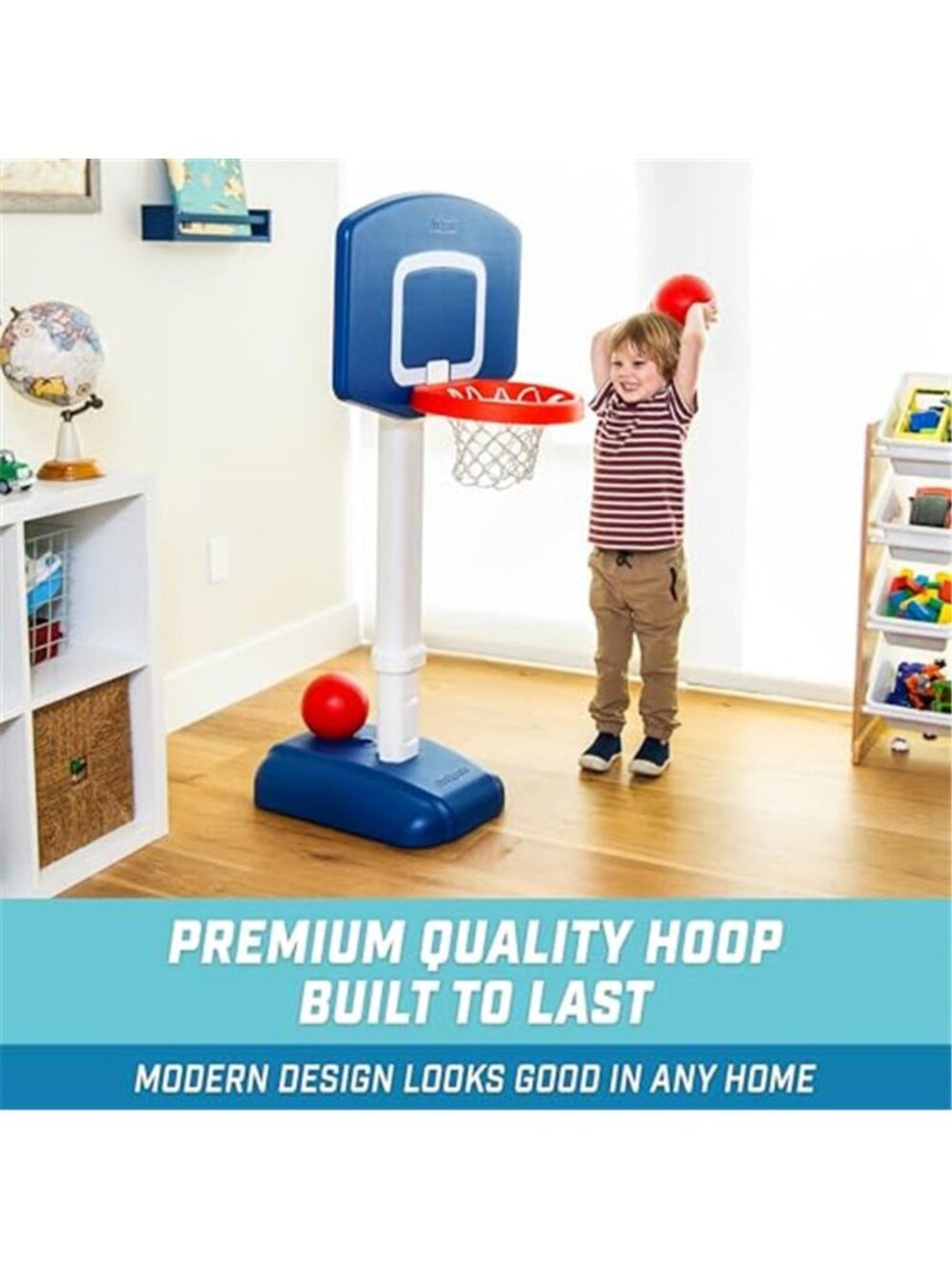 Toddler Basketball Set - Kids Indoor & Outdoor Toy Hoop with Adjustable Height - Picture 2 of 6